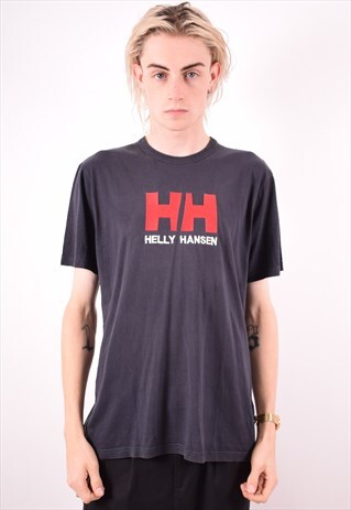 HELLY HANSEN MENS VINTAGE T-SHIRT TOP LARGE BLACK 90S