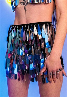 Silver Sequin Skirt Wrap Ibiza Festival Rave
