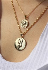 Coin Necklace Mother Mary Gold Plated 