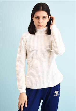 Y2K NEUTRAL ROLL NECK KNIT JUMPER TOP