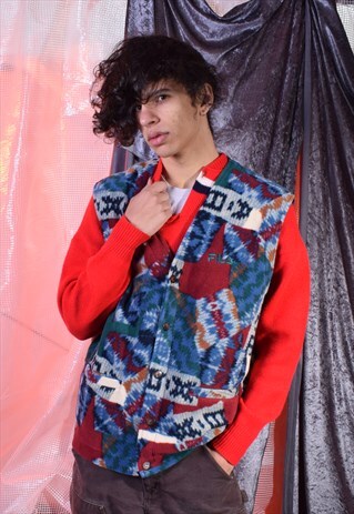 VINTAGE FILA MULTI COLOUR FLEECE GILET
