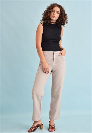 90'S RETRO HIGH WAIST NEUTRAL CLASSIC CUT TROUSERS
