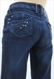 Y2K 00'S VINTAGE DARK DENIM STUDDED LOW RISE JEANS
