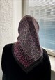 VINTAGE 80'S GREY/PINK ABSTRACT PATTERNED SCARF