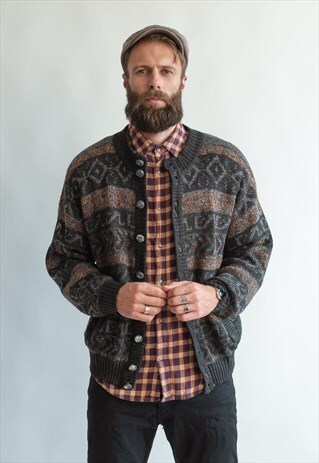 VINTAGE 80S GRANDADS WOOL CARDIGAN
