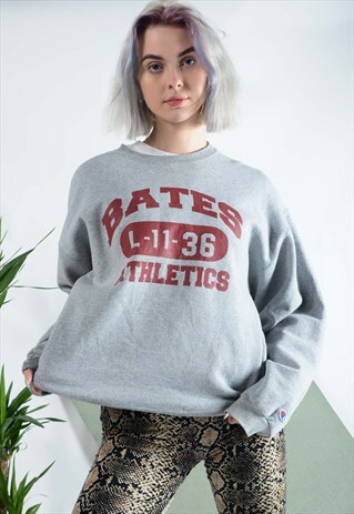 VINTAGE CHAMPION SWEATSHIRT IN GREY WITH GRAPHIC PRINT.