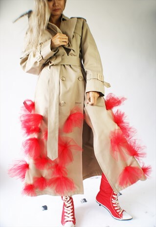 AVANT GARDE RESTRUCTURED COAT WITH RED FLOWERS