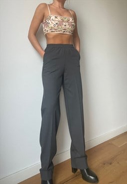 High Waisted Grey Long Trousers