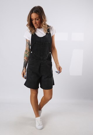 DENIM DUNGAREE SHORTS VINTAGE UK 12 (5DL)