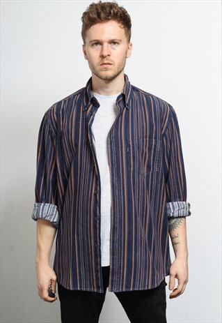 VINTAGE CORDUROY CORD STRIPED SHIRT