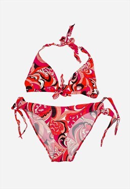 Vintage Y2k Bikini Patterned Funky Abstract Graphic Print 