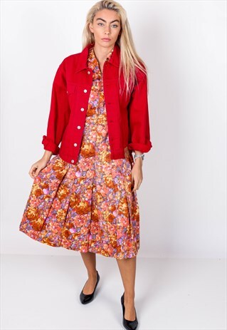 VINTAGE FLORAL PATTERNED ZIPPER DRESS ACD33