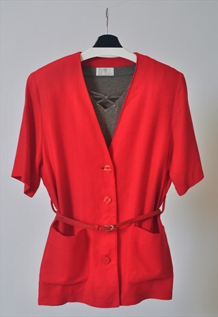 VINTAGE 80'S OVERSIZED SHORT SLEEVE JACKET IN RED