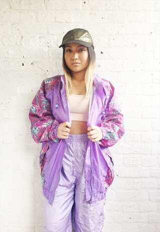 PRINTED SILKY WINDBREAKER/SHELL/BOMBER JACKET (1990'S)