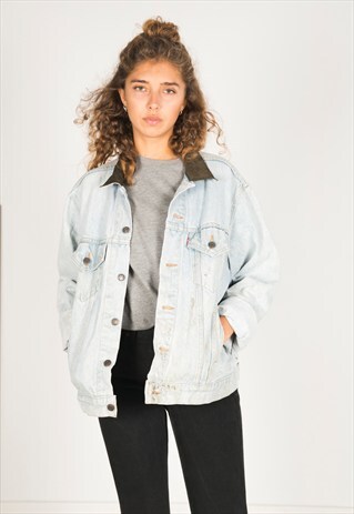 VINTAGE 80S LEVIS CONTRAST COLLAR DENIM JACKET /AVR/ R002