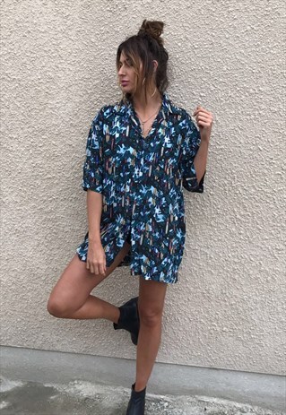 PATTERNED OVERSIZED RETRO VINTAGE UNISEX FESTIVAL SHIRT