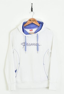 Vintage Puma Hooded Sweatshirt White XSmall
