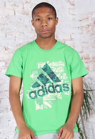 Vintage Adidas Big Print Logo Graphic T-Shirt Green