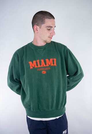 VINTAGE 90S NIKE MIAMI HURRICANES CENTER SWOOSH SWEATSHIRT