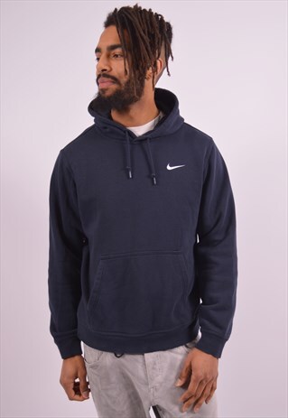 NIKE MENS VINTAGE HOODIE JUMPER MEDIUM NAVY BLUE 90S