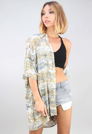 VINTAGE OVERSIZED SHORT SLEEVE PATTERNED SHIRT