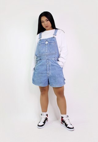 VINTAGE CALVIN KLEIN SHORT DENIM DUNGAREES / OVERALLS