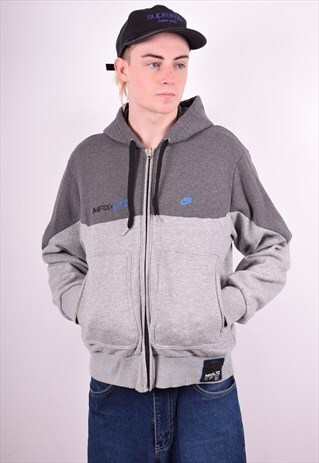 NIKE MENS VINTAGE REVERSIBLE HOODIE JACKET MEDIUM GREY 90'S