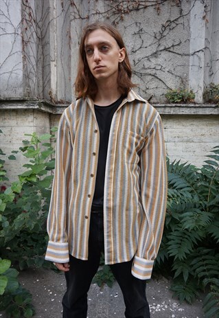 VINTAGE SEE-THROUGH CREAM STRIPED SHIRT