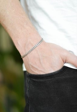 Silver chain bracelet for men gift for him links chain mens