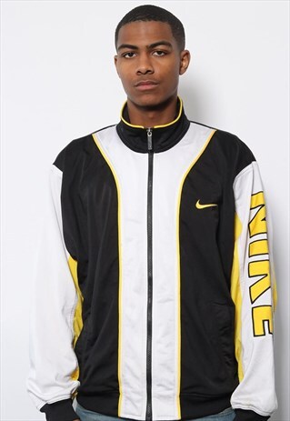 VINTAGE NIKE LOGO TRACK JACKET BLACK AND WHITE