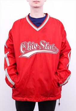 Vintage Ohio Windbreaker Jacket Red With White Spellout 90s