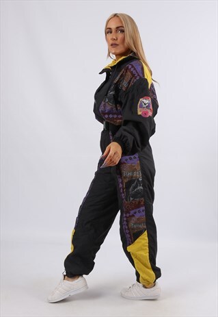 VINTAGE LUHTA FULL SKI SUIT SPORTS SNOW UK 10 - 12 S M (Y1K)