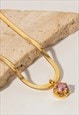 PINK CRYSTAL SNAKE CHAIN NECKLACE