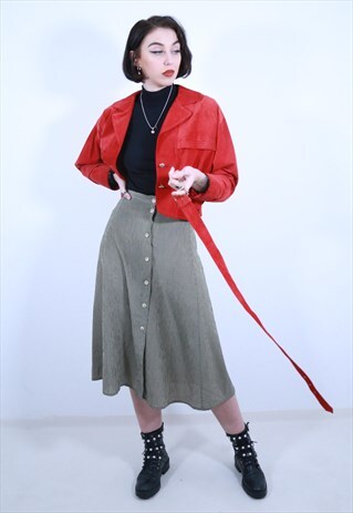 BUTTON DOWN MIDI SKIRT