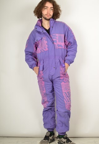 VINTAGE ALL IN ONE ONEPIECE SKI SUIT PURPLE LOUD 80'S
