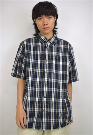 VINTAGE 90S CARHARTT NAVY WHITE BROWN CHECK SHIRT