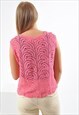 VINTAGE 80'S HAND CROCHETED BLOUSE IN PINK