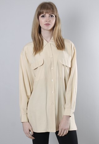 VINTAGE 80S CREAM SILK LONG SHIRT