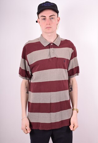 POLO RALPH LAUREN MENS VINTAGE POLO SHIRT XL GREY STRIPES 90