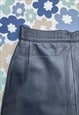 80'S BLACK LEATHER LADIES VINTAGE PENCIL MINI SKIRT XS