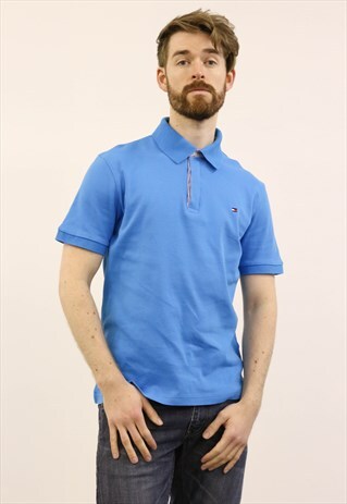 TOMMY HILFIGER VINTAGE 1990S BLUE POLO SHIRT