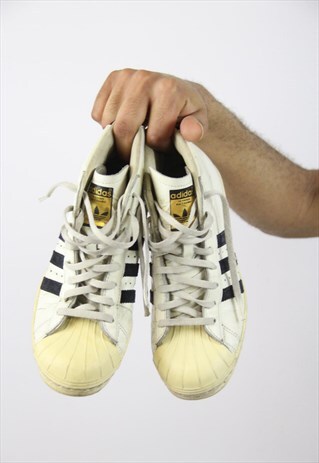 VINTAGE ADIDAS HIGH-TOP 90'S LEATHER TRAINERS