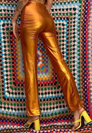 HANDMADE METALLIC DYLAN PANTS IN ORANGE