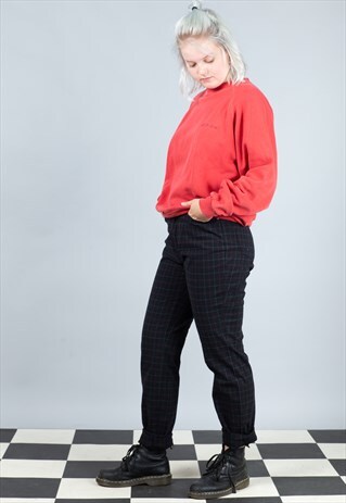 VINTAGE DARK BLUE CHECK TROUSERS