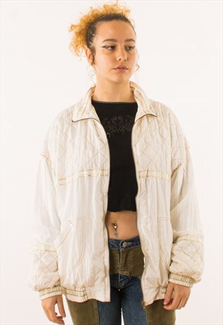 VINTAGE 90S WHITE PADDED CRAZY PRINT JACKET