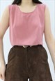 90S VINTAGE PINK SLEEVELESS BLOUSE TOP (SIZE L)