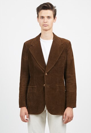 VINTAGE BROWN STYLE CORDUROY BLAZER JACKET