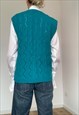 VINTAGE OVERSIZED TURQUOISE COTTON VEST