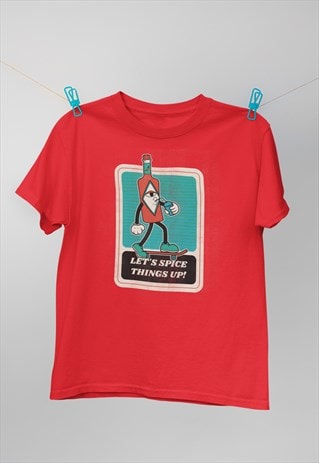 LETS SPICE THINGS HOT SAUCE TABASCO RED T-SHIRT TSHIRT TEE