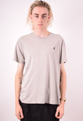 POLO RALPH LAUREN MENS VINTAGE T-SHIRT TOP MEDIUM GREY 90S